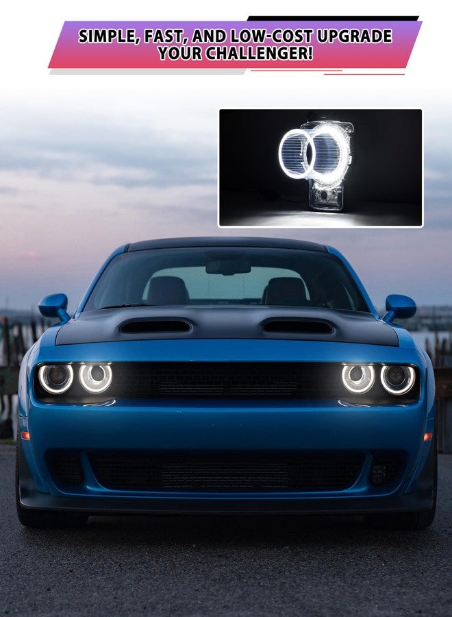 POKIAUTO LED Headlights Inlet Tubes for Dodge Challenger 15-20, Head Lamps Air Inserts Assembly Inlet Light Tubes Headlight Bulbs for Dodge Challenger 2015-2020 Accessories (2PCS, White - Image 2